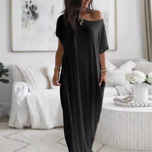 Womens Solid Color Casual Dress
