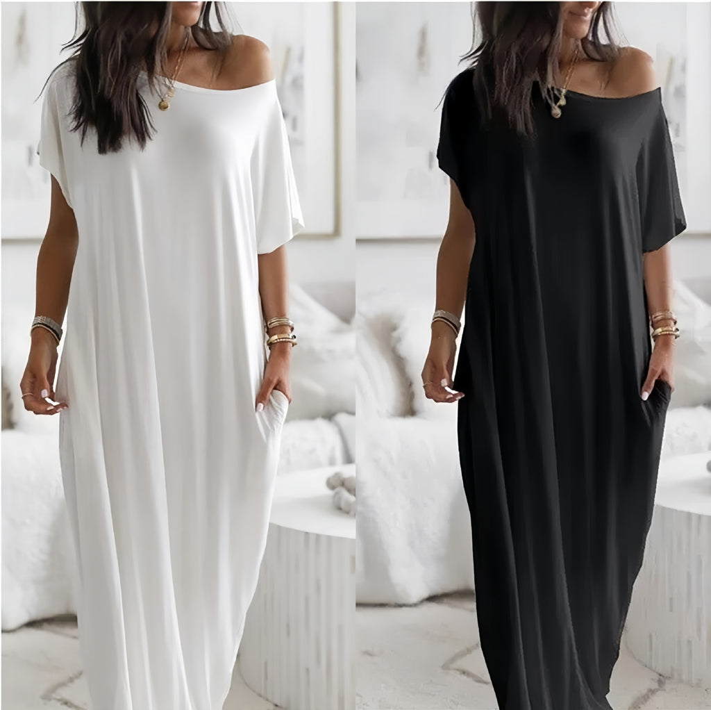 Womens Solid Color Casual Dress