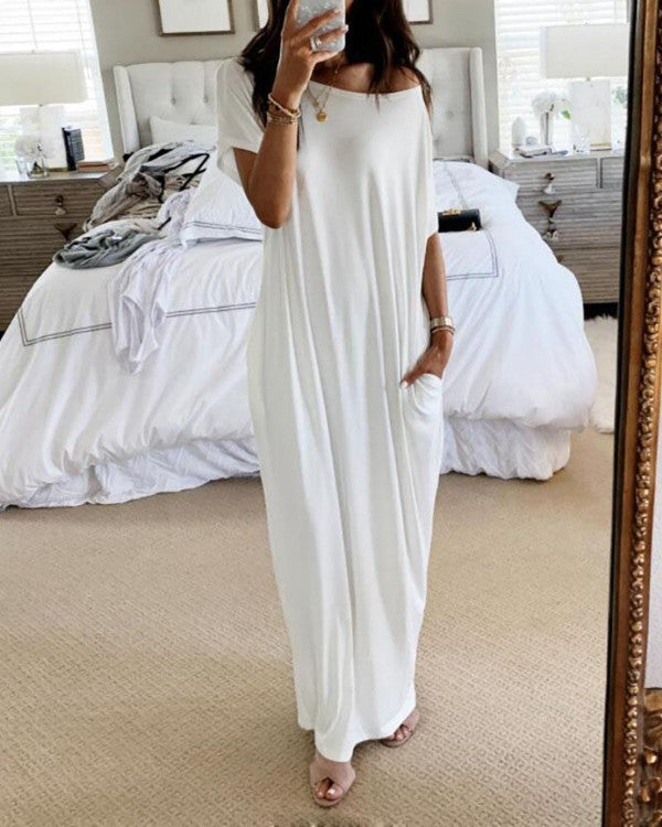 Womens Solid Color Casual Dress