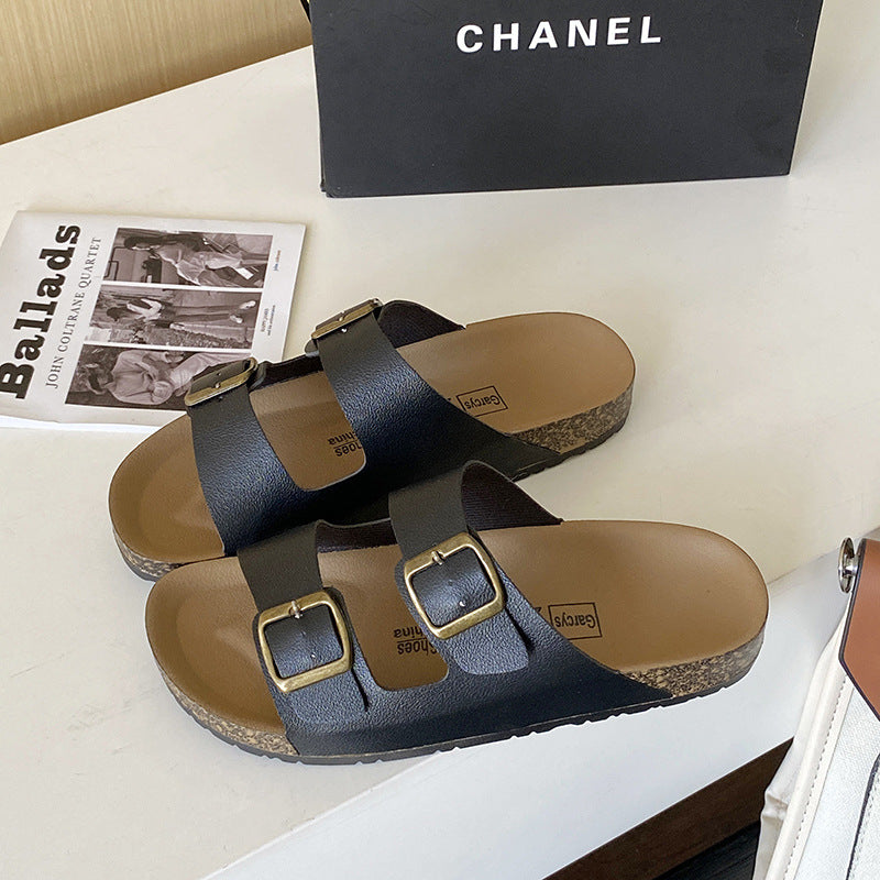 Casual Buckle Sandals Retro Open-Toe Design
