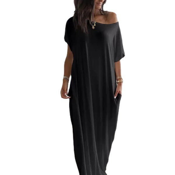Womens Solid Color Casual Dress
